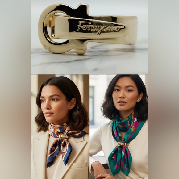 Salvatore Ferragamo Accessories - Salvatore Ferragamo Gold Tone Scarf Buckle Ring